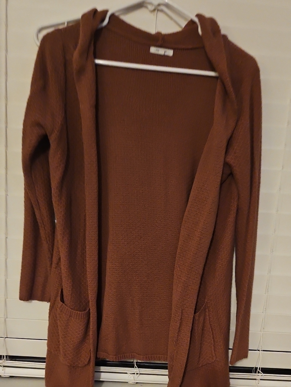 Women’s Hooded Open-Front Cardigan in Rust